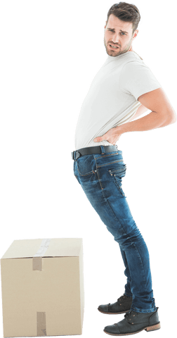 Transparent male delivery worker experiencing back pain with box - Download Free Stock Videos Pikwizard.com