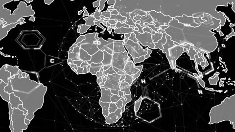 Animated Molecular Structures with World Map Overlay