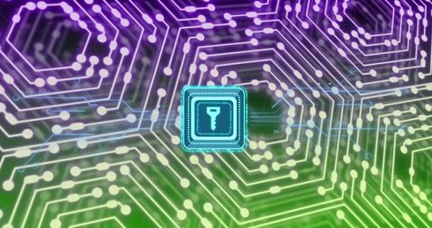 Digital key on futuristic network background