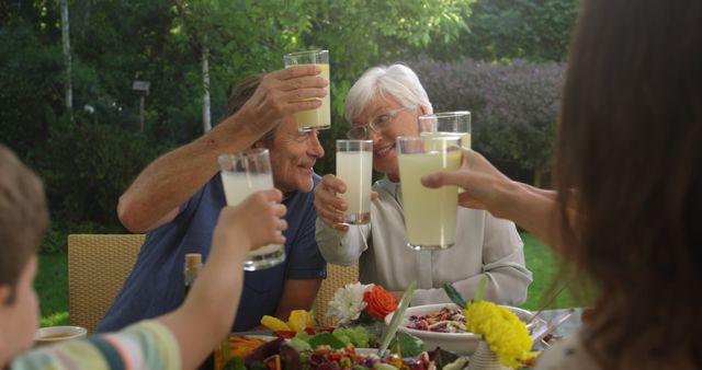 Family Gathering Celebrating With Glasses of Lemonade Outdoors - Download Free Stock Images Pikwizard.com