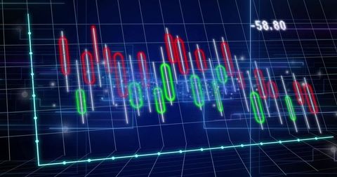 Dynamic financial stock market chart with digital elements