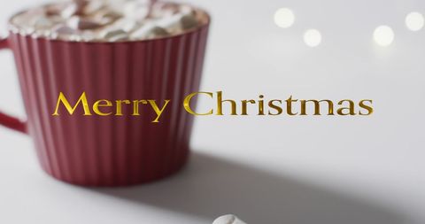 Festive Merry Christmas Greeting with Hot Chocolate