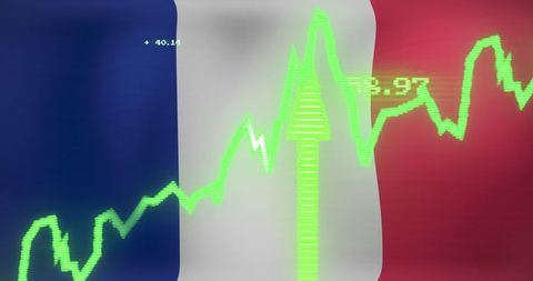 Rising Stock Market Trends Against French Flag Backdrop