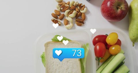 Social Media Likes Hovering Over Nutritious Lunch Spread - Download Free Stock Images Pikwizard.com