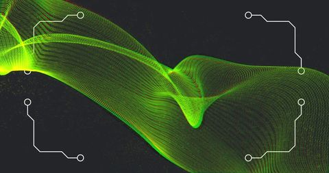 Abstract Green Matrix Wave with Digital Circuit Design - Download Free Stock Images Pikwizard.com