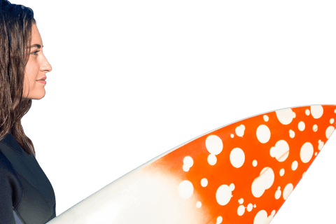 Confident Surfer Holding Board on Transparent Background