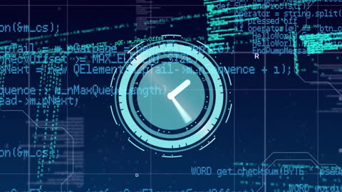 Digital Clock Interface with Data Streams Overlay