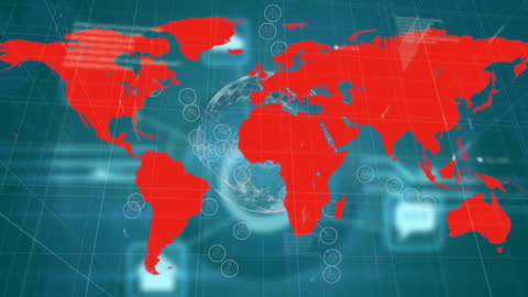 World Map Abstract Holographic Data Interface