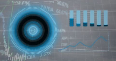 Futuristic dashboard with hud and data visualizations