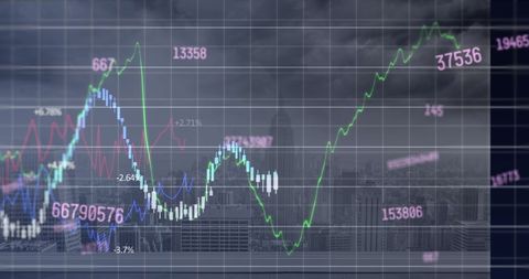 Financial Data Flow against Urban Skyline Backdrop - Download Free Stock Images Pikwizard.com