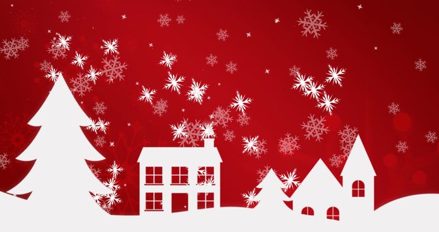 Christmas Snow Falling Over Winter Landscape on Red Background - Download Free Stock Images Pikwizard.com