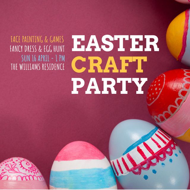 Colorful Painted Easter Eggs for Spring Craft Party Invitations - Download Free Stock Templates Pikwizard.com