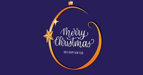 Elegant Merry Christmas Card with Ornament Decoration on Purple