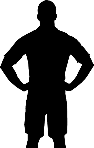 Silhouette of man in confident pose on transparent background