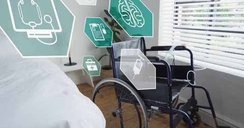 Modern Healthcare Technology Interface with Empty Wheelchair