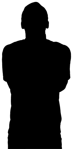 Transparent silhouette of man looking upwards