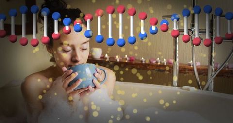 Tranquil Bath with Helix Projection: Blending Wellness and Science