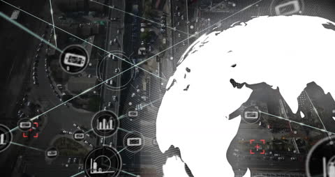 Global Networking Concept with Digital Icons and Cityscape