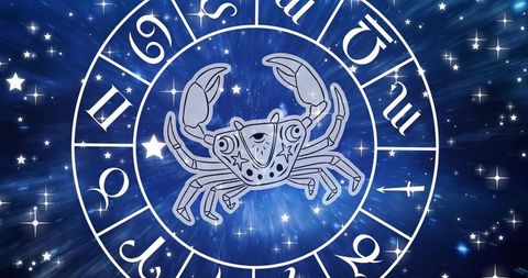 Cancer Zodiac Sign on Mystical Celestial Horoscope Wheel