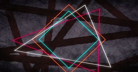 Vibrant geometric shapes on grungy background