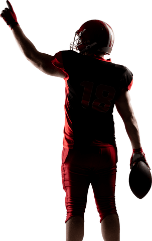 Transparent player celebrating victory american football side profile