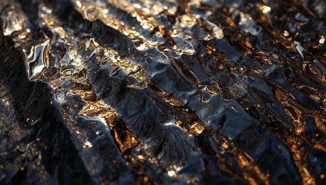 Glinting Ridged Glossy Surface Reflecting Warm Gold Light