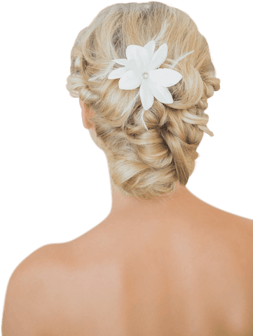 elegant blond bride hairstyle with white flower ornament - Download Free Stock Videos Pikwizard.com