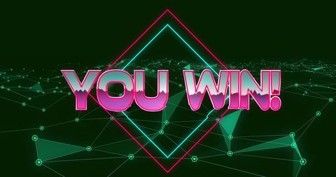 Neon 'You Win' Text on Digital Grid Background - Download Free Stock Images Pikwizard.com