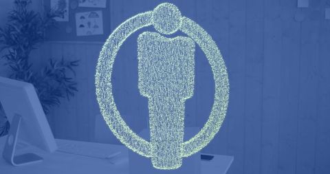 Digital People Icon Overlay in Modern Office Environment