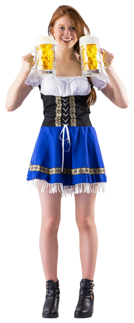 This image can be used to represent traditional Bavarian celebrations such as Oktoberfest. Perfect for advertising events, parties, breweries, and cultural festivals. The transparent background makes it easy to incorporate this image into flyers, web designs, and promotional materials highlighting festive and cheerful environments tied to beer and Bavarian tradition.