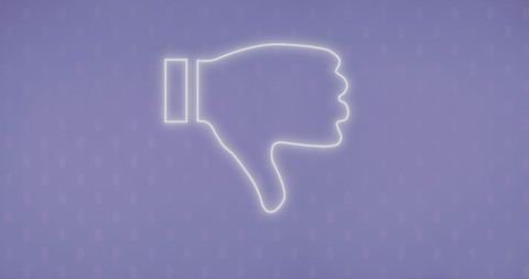 Glowing dislike icon on soft purple backdrop