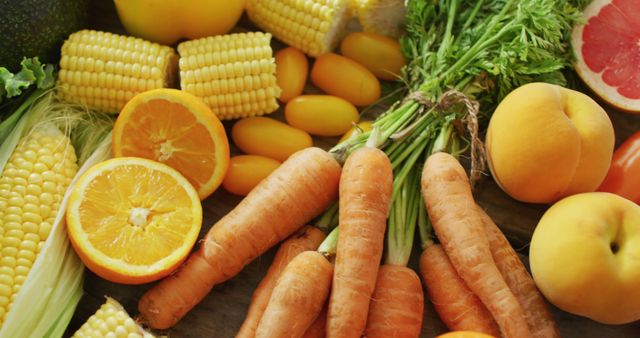Fresh Assortment of Yellow and Orange Fruits and Vegetables - Download Free Stock Photos Pikwizard.com