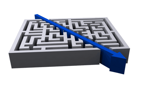 blue arrow navigating through transparent labyrinth maze - Download Free Stock Videos Pikwizard.com
