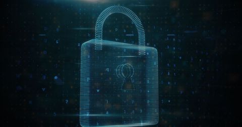 Holographic Digital Padlock Illustration with Data Elements - Download Free Stock Images Pikwizard.com