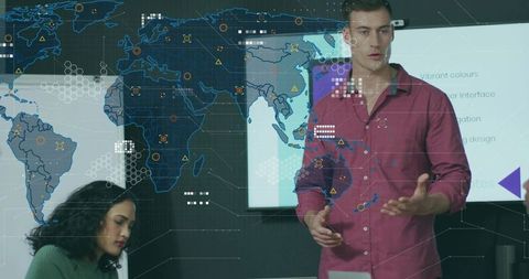 Professional Presentation with Holographic Map and Technology