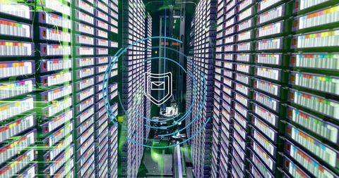 Server Room Technology with Digital Protection Concept - Download Free Stock Images Pikwizard.com