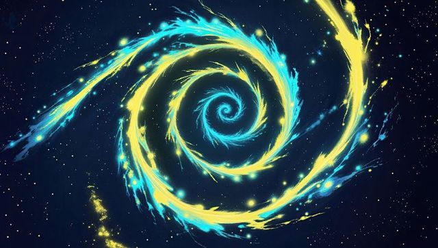 Vibrant Cosmic Energy Spiral in Deep Space