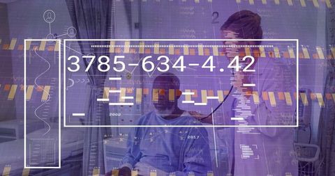 Nurse Assessing Elderly Patient with Data Overlay Integration