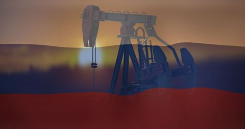 Oil Pump Jacks Over Russian Flag Symbolizing Energy Industry - Download Free Stock Images Pikwizard.com