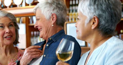 Senior Friends Enjoying Wine and Laughter Together - Download Free Stock Images Pikwizard.com