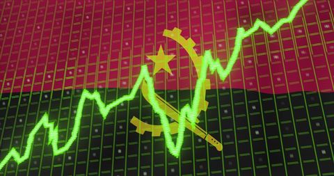 Growth Trajectory on Angola Flag With Economic Data - Download Free Stock Images Pikwizard.com