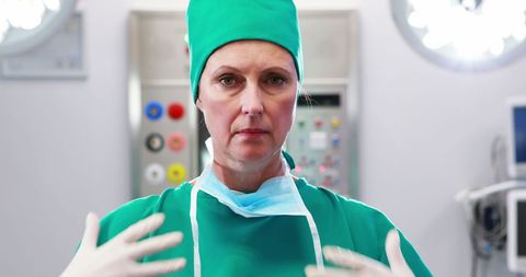 Female Surgical Professional Preparing for Surgery