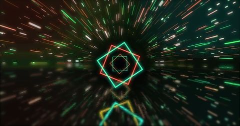 Dynamic Neon Light Trails with Geometric Squares - Download Free Stock Images Pikwizard.com