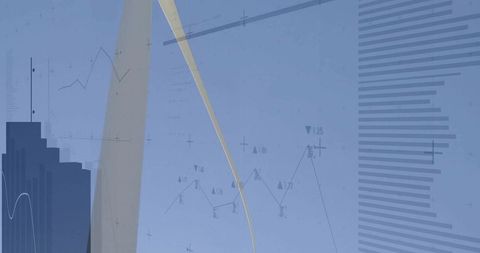 Abstract Blue and Gold Data Visualization with Graphs