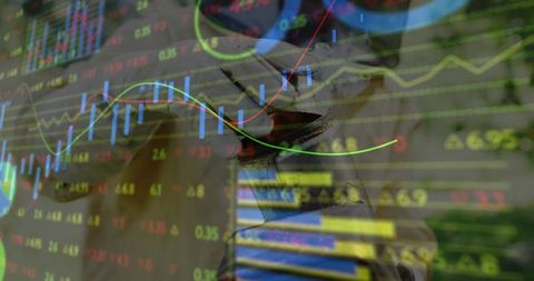 Stock Market Trends Merging with Futuristic Knight Craft