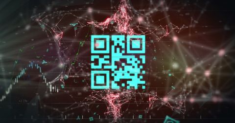 Digital QR Code with Financial Data and Futuristic Connections - Download Free Stock Images Pikwizard.com