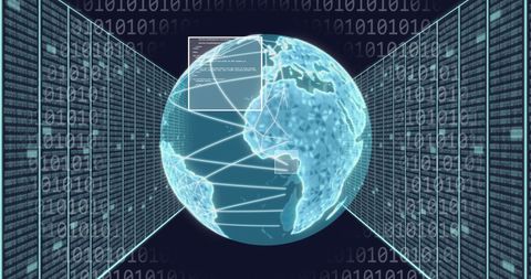 Digital Globe with Binary Codes Representing Global Data Exchange