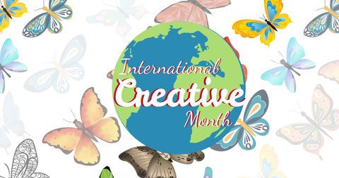 International Creative Month Celebration with Butterflies and Globe - Download Free Stock Images Pikwizard.com