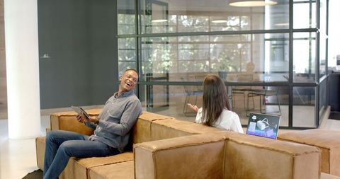 Colleagues Collaborating in Modern Open Office Layout - Download Free Stock Images Pikwizard.com