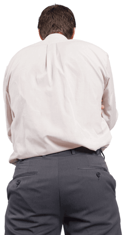 Rear View of Businessman on Transparent Background Isolated